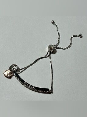 ‘Sis’ Sister Adjustable Bracelet w/ Pavé Crystal Bar Bling IBB CN Stackable